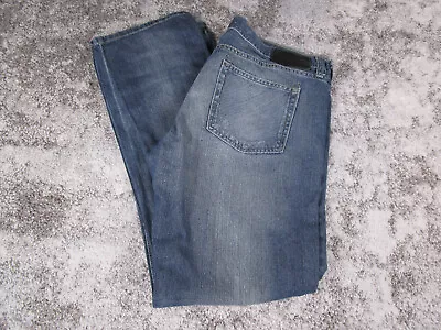 Marc Anthony Jeans 36x32 Blue Straight Distressed Denim Whiskers • $24.49