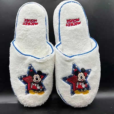 Disney Slip On Slippers. Sz 9/10 Women S. White With Red Star/ Mickey Mouse • $25