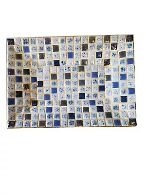 VTG Mosaic Tile Serving Plate Tray Mid Century Rectangular Metal Bottom 8.25  • $17