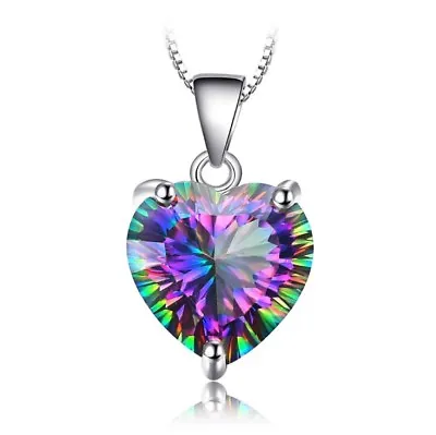 £3.97 • Buy Heart Crystal Pendant 925 Sterling Silver Chain Necklace Womens Girls Jewellery