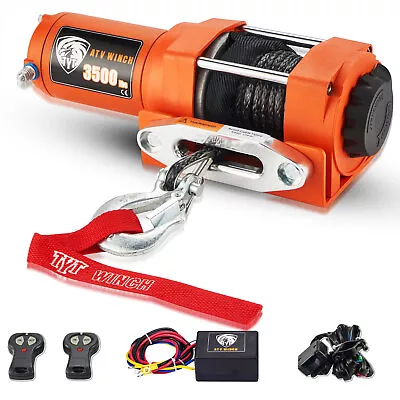 3500LBS Electric Winch Synthetic Rope Off-road 12V 30FT ATV Truck Towing Trailer • $139.99