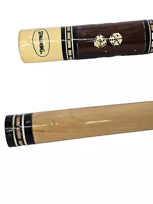 Spalding Linen Wrapped Pool Cue Stick 59  2 Pc Billiards Vintage Inlay • $49.98