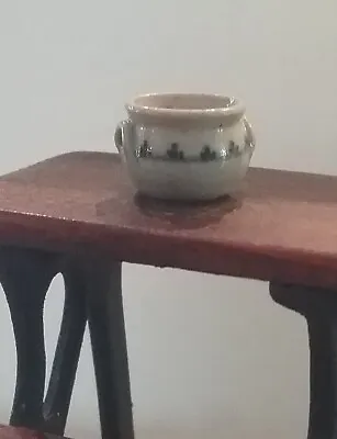 Jane Graber 1:12 Miniature Stoneware Pottery Soup Bowl W/handles & Border Design • $49.99