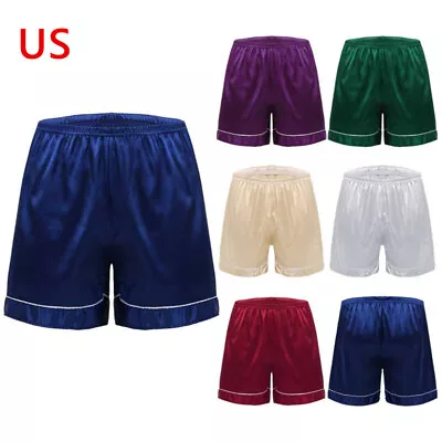 US Men's Pajamas Shorts Lightweight Silk Sleep Short Underwear Loose Sleepwear • $8.27