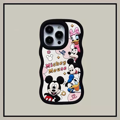 Mickey Minnie Mouse Donald Duck Wavy Border Silicone Soft PhoneCase For IPhone15 • $11.95