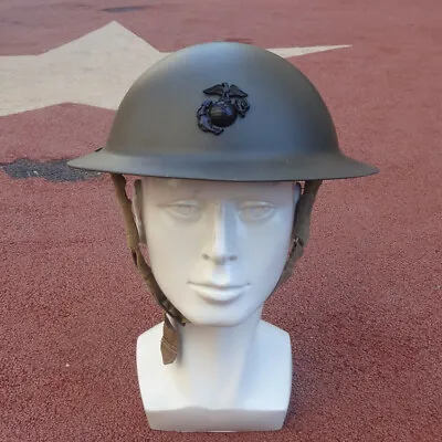 US USMC Helmet WW1 M1917 Steel Helmet With Marine Corps USMC Eagle Badge • $79.99