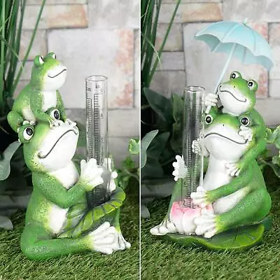 Frogs Rain Gauge Measure Rainfall 5  Max Novelty Resin Garden Ornament • £14.99