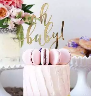 Oh Baby Acrylic Cake Toppers Baby Shower Mirror Gold Parties Event Decorations • $8.50