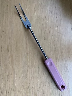 Ekco Meat Fork With 2 Tines Pink Mauve Handle 12-1/2  Long Vintage • $6.29