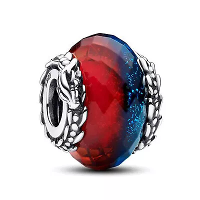 Authentic Dragon Icon Dual Murano Glass Charm 925 Sterling Silver Bracelet Charm • $22.99