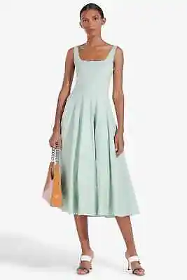 $249 • Buy NWT STAUD Wells Cotton Poplin Midi Fit & Flare Dress In Sage Green 10 