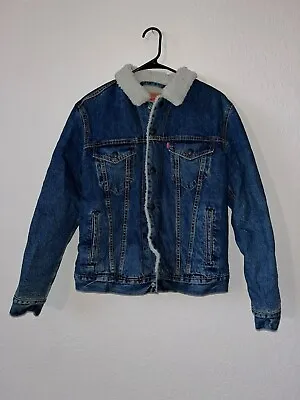 $41.99 • Buy Levi's Trucker Jean/Denim Jacket Snap Front Sherpa Fleece Lined Size Small