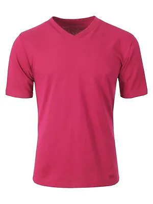 $16.99 • Buy Mens V NECK T Shirts HEAVY Short Sleeve Sports Blank 5XL Solid Color Cotton Tee