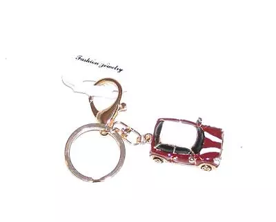 KEYCHAIN KEY FOB GT Ring & Lobster Claw Fastener Metal Car BURGUNDY MINI COOPER • $7.99