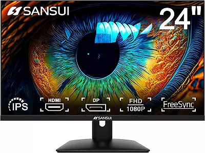 SANSUI Monitor 24 Inch IPS FHD 1080P 75HZ HDR10 Computer Monitor With HDMIVGAD • $110.99