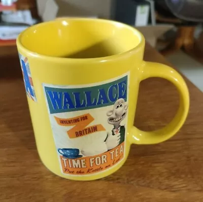 Aardman Wallace Gromit Time For Tea Yellow Ceramic Mug Cup Stamps Motif 2012 • £3