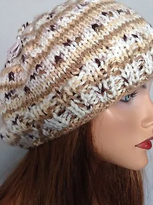Beanie Beret Slouch Hand Knit Designer Fashion Hip Chic Winter Snow  • $35.10