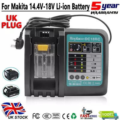 UK DC18RC Fast Charger For Makita 14.4V - 18V  Li-ion All Battery Charger BL1860 • £17.99