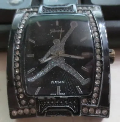Geneva Platinum Quartz Faux Diamond Air Jordan Design Bling Watch • $14.99