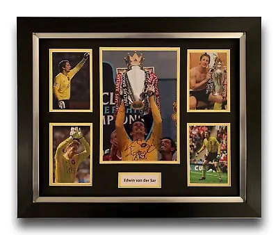 Edwin Van Der Sar Hand Signed Framed Photo Display Manchester United Autograph. • $189.47