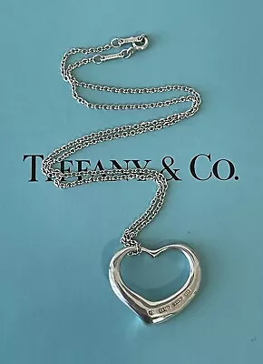 Tiffany & Co. Elsa Peretti  Open Heart Necklace Large  Pendant 16” Long Vintage • $56