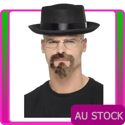 Mens Heisenberg Breaking Bad Walter White Glasses Hat Kit Costume Accessory Set • $31.34