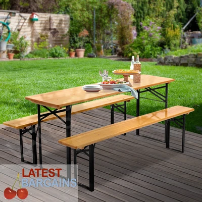 $293.76 • Buy Outdoor Picnic Table & Bench Set Chairs Setting Patio Dining Wooden Folding