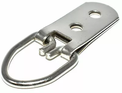 NICKEL HEAVY DUTY D RING HANGER 58mm / 2.3  20kg MIRROR PICTURE HOOK HANGING • £3.25