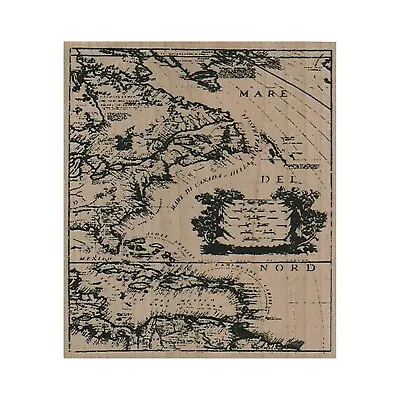 Mounted Rubber Stamp Map Background Travel Map Mapping Mixed Media Maps • $15.45