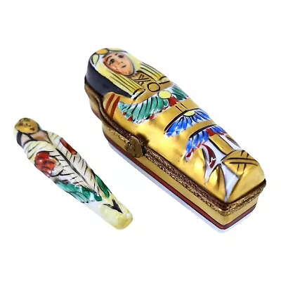 Vintage Limoges 'Egyptian Sarcophagus' Box Peint Main/Hand Painted Trinket Box • £26