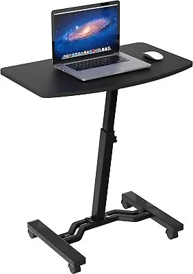 SHW Height Adjustable Mobile Laptop Stand Desk Rolling Cart Height Adjustable F • $47.87