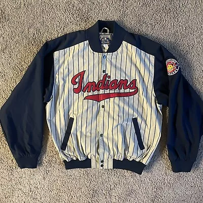 Cleveland Indians Jacket Majestic Cooperstown Collection Striped Sz XL Script • $89.99