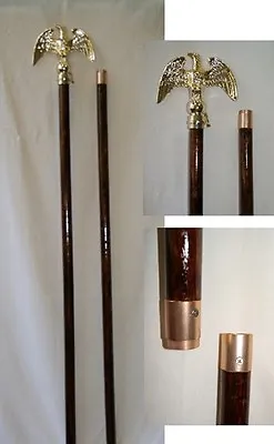 8 Foot Glossy Wood Indoor Flagpole Flag Pole Kit Eagle Topper W/ Gold Base • $98.88