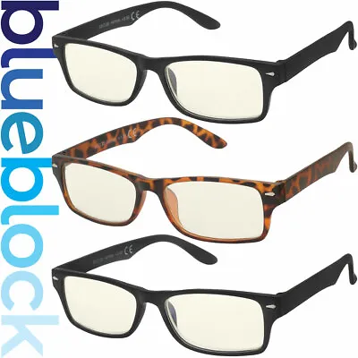 $10.95 • Buy Reading Glasses Blue Light Block Readers 3 Pack Mens Womens Eyewear Computer Pro