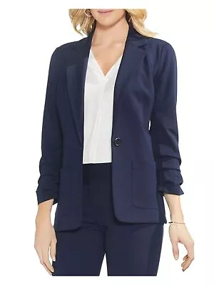 VINCE CAMUTO Womens Navy 3/4 Sleeve Notched Collar Button Blazer Jacket M • $38.99