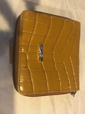 Longchamp Roseau Croco- Croc Embossed Leather Mustard/yellow Color Small Wallet • $79.99