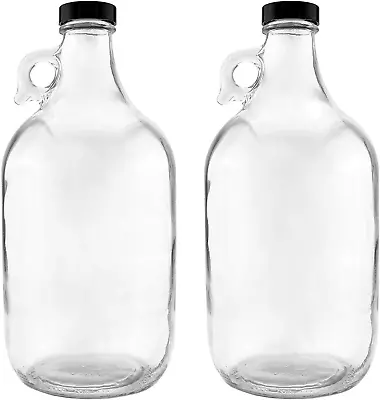 Nicebottles Glass Handled Jugs Half-Gallon Clear Pack Of 2 • $27.36