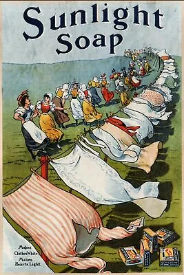 £5.64 • Buy Sunlight Laundry Washing Soap Advert Poster Retro Style Metal Sign Shed Mancave