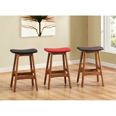 Pemberly Row 25.25  Mid-Century Wood Counter Stool In Red (Set Of 2) • $144.82