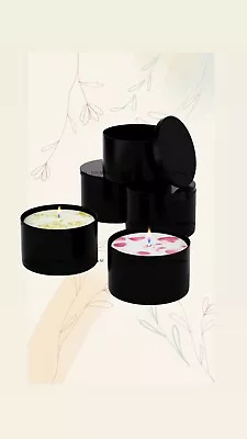 12 Pack Empty Candle Tins Black Matte Jars With Lids Bulk For Candle Making 8oz • $18.98