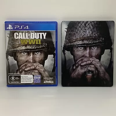 Call Of Duty WW2 Steel Case Bundle - Playstation 4 - Ps4 - Free Shipping! • $37.15