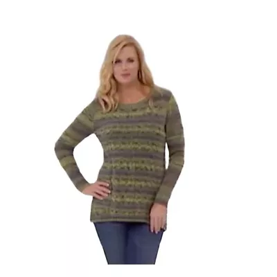 La Fee Verte Variegated Moss Green Gray Tunic Longline Pullover Sweater XL XXL • $39.95