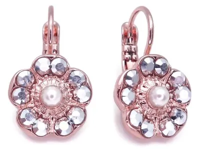 Mariana Rocky Road Rose Gold Earrings Silvertone Reflective With Faux Pearl 1149 • $42