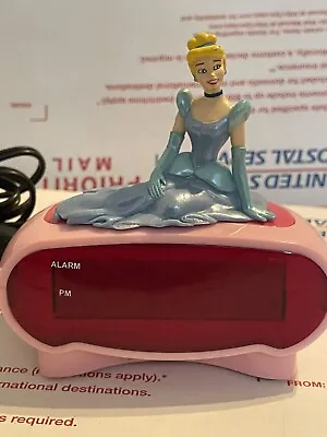 VINTAGE 90s Disney Cinderella Princess Pink Alarm Clock DC94530 - Tested Works! • $14.99