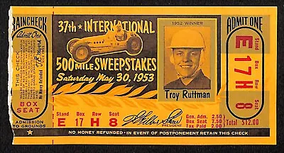 1953 Indy 500 Ticket / IMS 500 Mile Sweepstakes Ticket Stub Seat 8 VGC • $64.99
