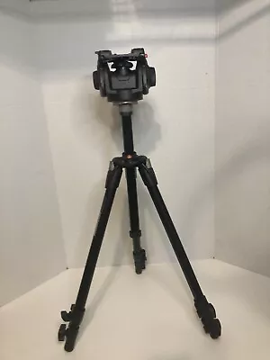 Manfrotto Aluminum 055XDB Tripod With 501HDV Tripod Head No Pan Bar - Good Cond • $79