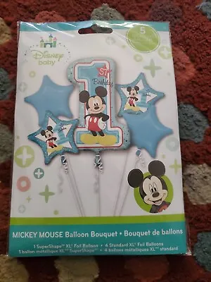 1st Year Old Mickey Mouse Balloon Bouquet 5pc  • £12.16