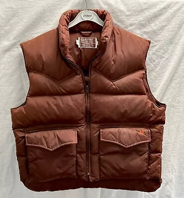 VINTAGE 70s Ski Daddle 80% Duck Down Thick Puffer Vest Brown Adult Lrg Pack In • $39