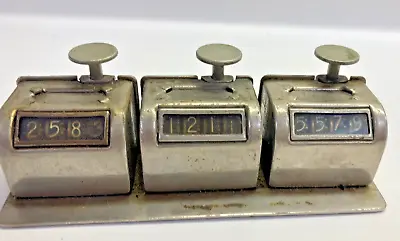 Antique Vintage Handheld Metal Tally Adder Counter Counting 3 Unit Machine 13c • $35