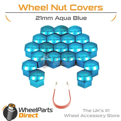 Aqua Blue Wheel Nut Bolt Covers 21mm GEN2 For Mazda MPV [Mk2] 99-06 • $18.94